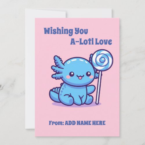 Axolotl Valentines Day Card