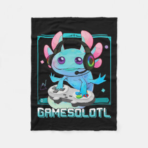 Axolotl Video Gamer Kawaii Pastel Goth Cute Anime Fleece Blanket