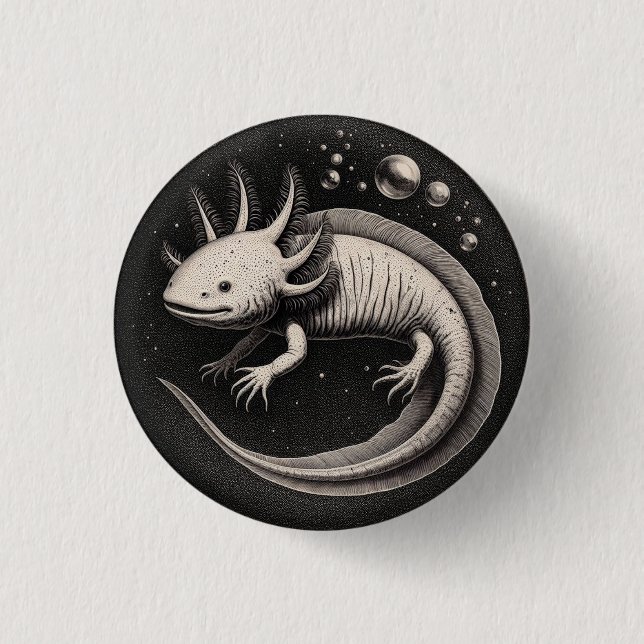 Axolotl Vintage Illustration  Button (Front)