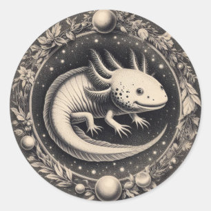Axolotl Vintage Illustration Natural History Classic Round Sticker