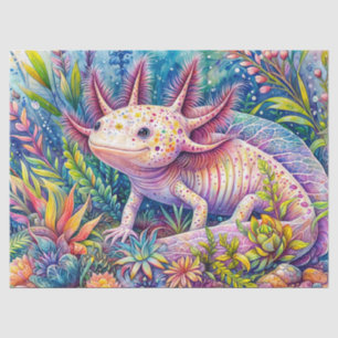 Axolotl Watercolor Vibrant Botanical Art Tissue Paper