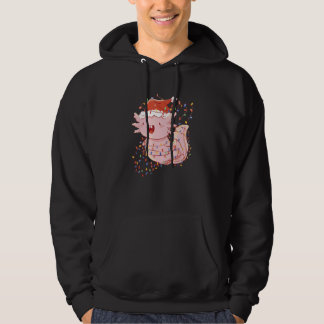 Axolotl Wearing A Santa Hat And Tangled In Christm Hoodie
