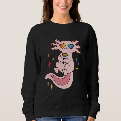 Axolotl Wearing Rainbow Colored Glasses Sweatshirt