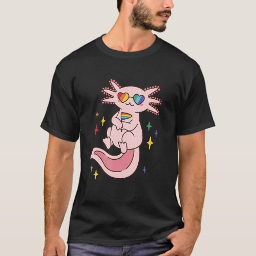 Axolotl Wearing Rainbow Colored Glasses T_Shirt