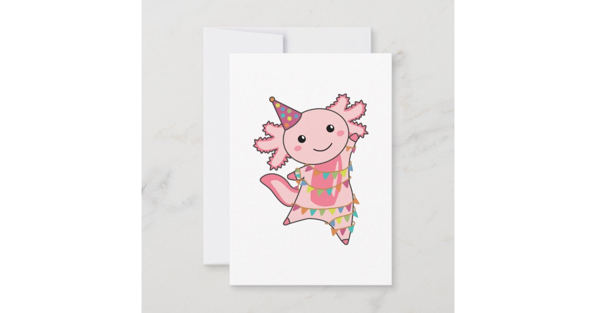 Axolotl Wishes Happy Birthday To You Axolotls Adul Invitation | Zazzle