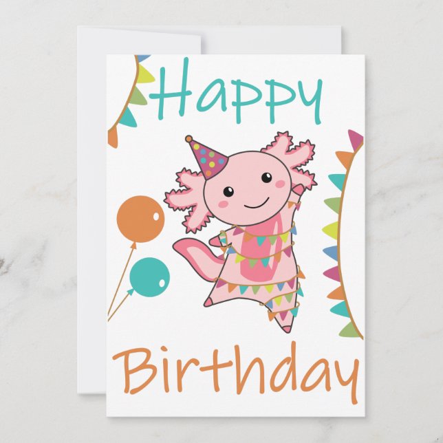 Axolotl Wishes Happy Birthday To You Axolotls Adul Invitation (Front)