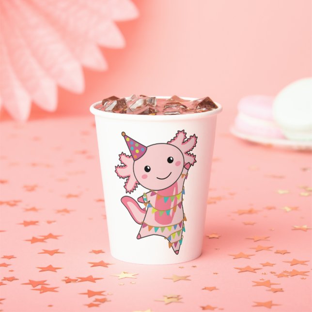 Axolotl Wishes Happy Birthday To You Axolotls Adul Paper Cups (Insitu)