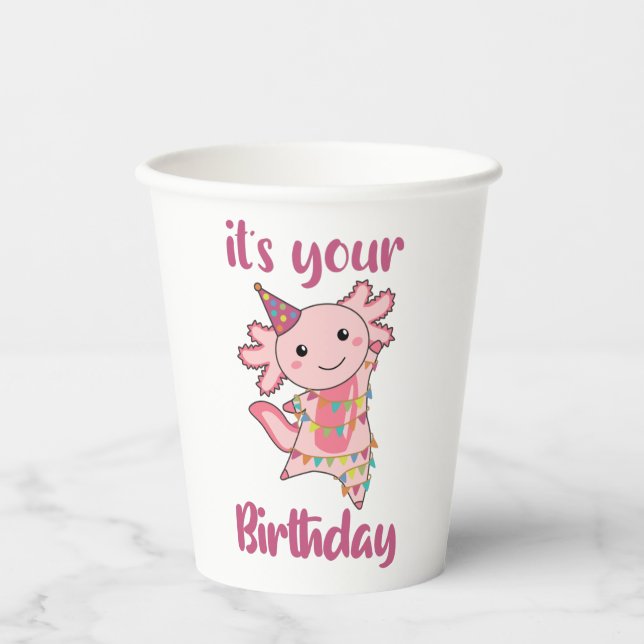 Axolotl Wishes Happy Birthday To You Axolotls Adul Paper Cups (Front)