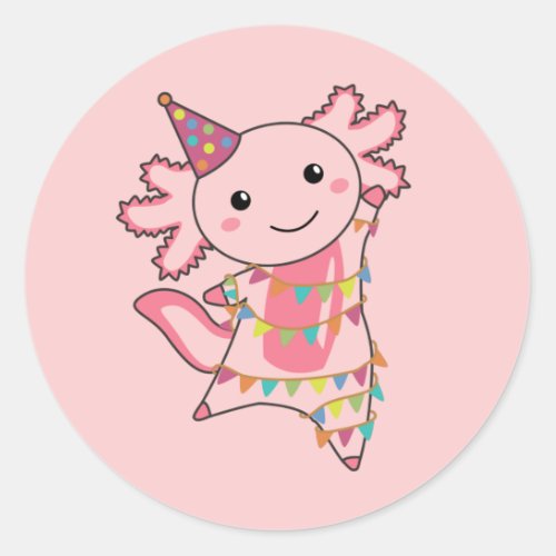 Axolotl Wishes Happy Birthday To You Axolotls Clas Classic Round Sticker