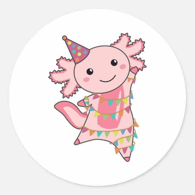 Axolotl Wishes Happy Birthday To You Axolotls Classic Round Sticker (Front)