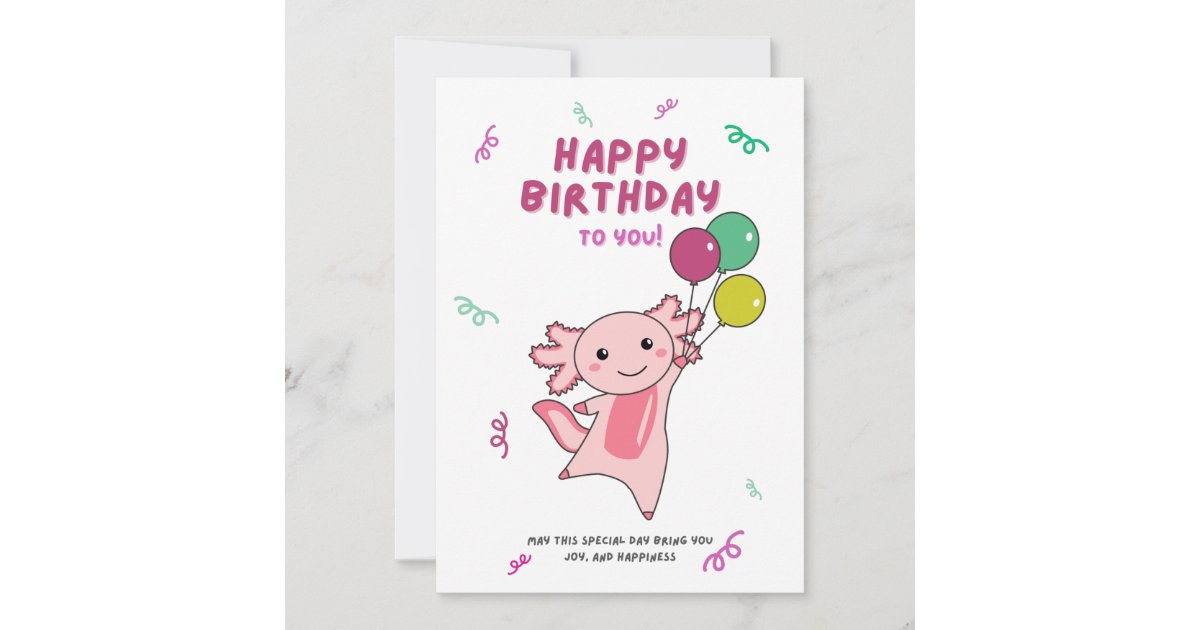 Axolotl Wishes Happy Birthday To You Axolotls Invitation | Zazzle