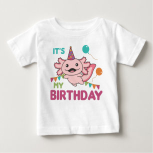 Axolotl Wishes It's My Birthday Cute Axolotls Baby Baby T-Shirt