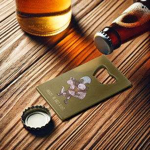 Axolotl With An Axe Gladiator Warrior Artwork Credit Card Bottle Opener