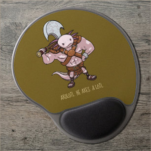Axolotl With An Axe Gladiator Warrior Artwork Gel Mouse Pad