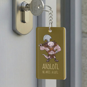 Axolotl With An Axe Gladiator Warrior Artwork Keychain