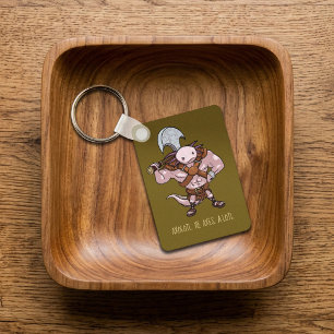 Axolotl With An Axe Gladiator Warrior Artwork Keychain