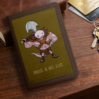 Axolotl With An Axe Gladiator Warrior Artwork Tri-fold Wallet