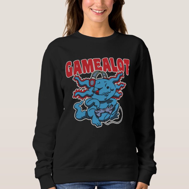 Axolotl with controller and the saying Gamealot Sweatshirt (Front)
