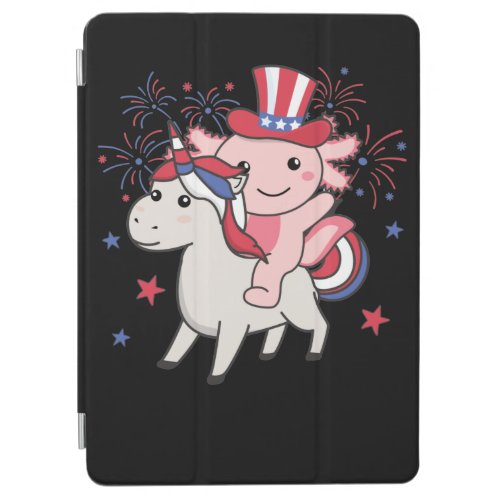 Axolotl With Unicorn For Fourth Of July Fireworks iPad Air Cover