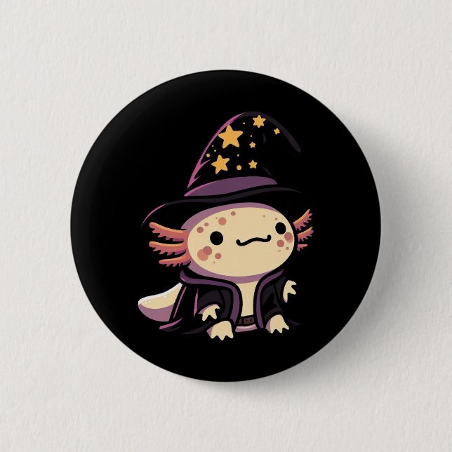 Axolotl Wizard - Fantasy Pet Button (Front)