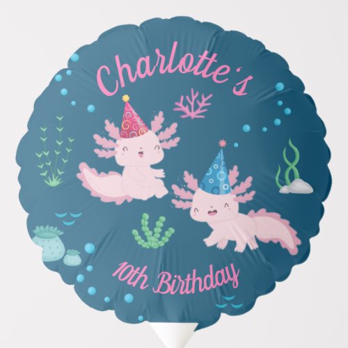 Axolotl Wonderland Birthday Party Balloon
