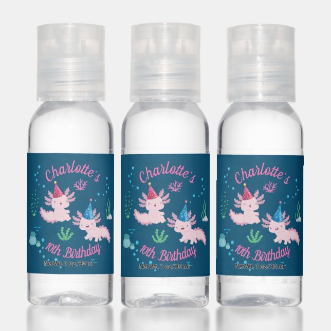 Axolotl Wonderland Birthday Party Hand Sanitizer (Set)