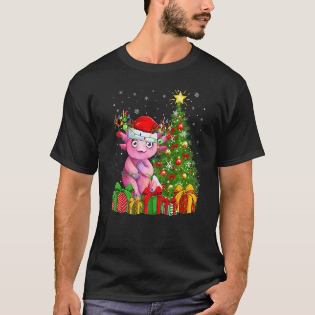 Axolotl  Xmas Holiday Santa Axolotl Christmas Tree T-Shirt (Front)