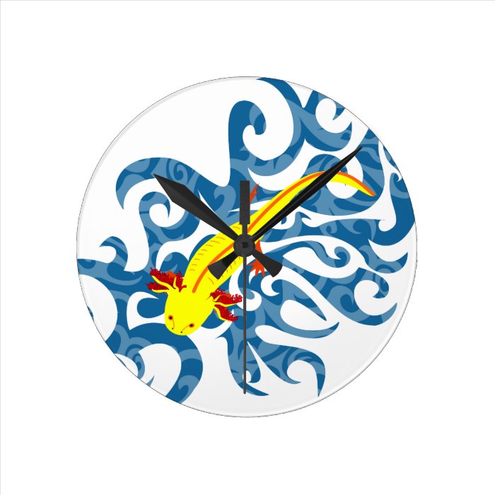 Axolotl yellow in the Wassser Round Clock