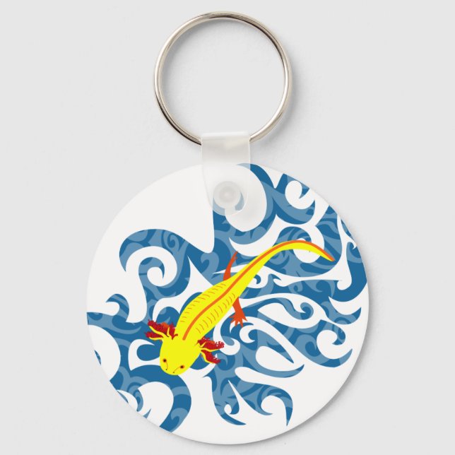 Axolotl Yellow in Water Keychain (Front)