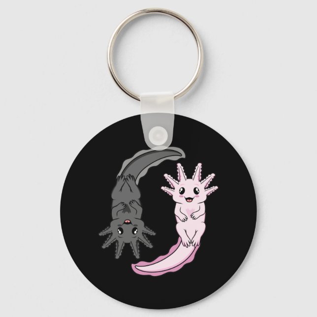 Axolotl Yin Yang Kawaii Animal Axolotls Lover Owne Keychain (Front)