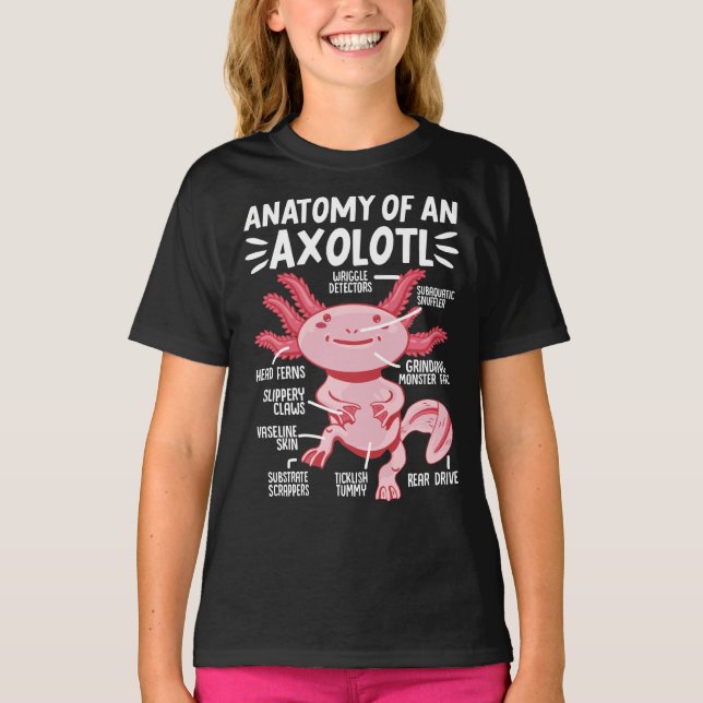 Axolotls Anatomy Of An Axolotl Kawaii T-Shirt (Front)