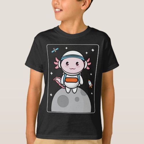 Axolotls Axolotl Space Moon Kawaii T_Shirt