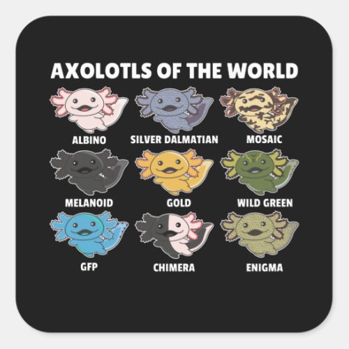 Axolotls From The World Sweet Animals Axolotl Squa Square Sticker