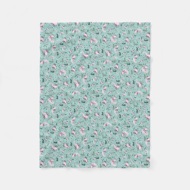 Axolotls in Blue Fleece Blanket (Front)