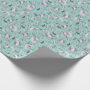 Axolotls in Blue Wrapping Paper