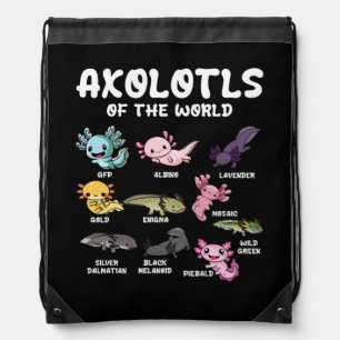 Axolotls Of The World Cute Kawaii Axolotl Lover Oc Drawstring Bag
