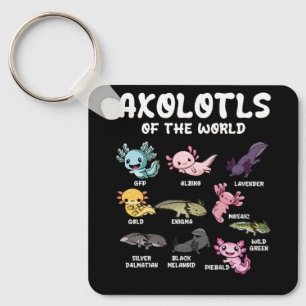 Axolotls Of The World Cute Kawaii Axolotl Lover Oc Keychain