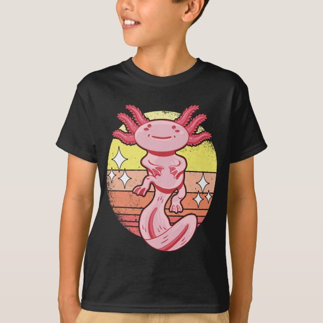 Axolotls Retro Sunset Axolotl Kawaii T-Shirt (Front)