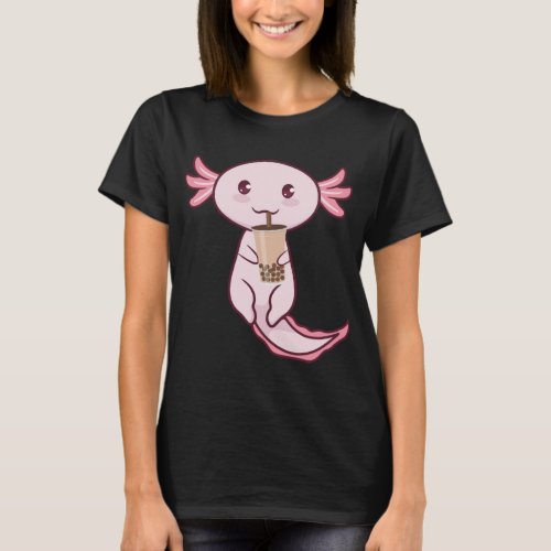 Axolots Lover Pet Animal Axolotl Bubble Tea Kawaii T_Shirt