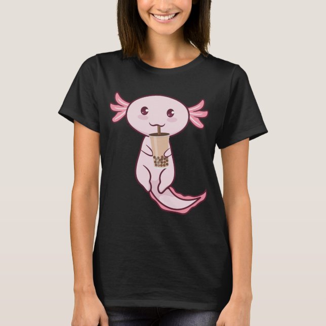 Axolots Lover Pet Animal Axolotl Bubble Tea Kawaii T-Shirt (Front)