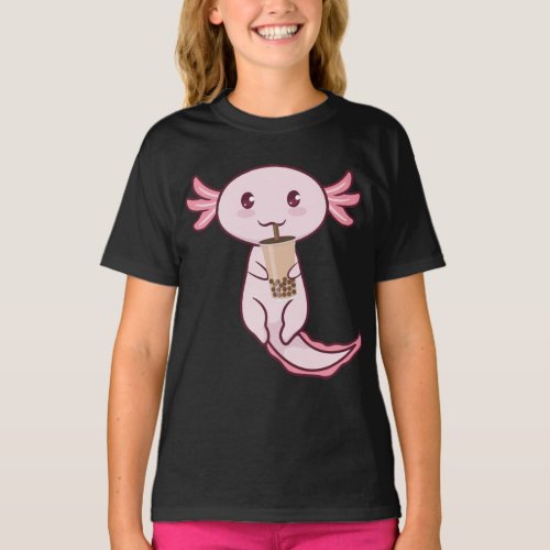 Axolots Lover Pet Animal Axolotl Bubble Tea Kawaii T_Shirt