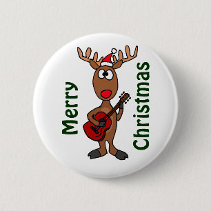 AY- Reindeer Playing Guitar Button