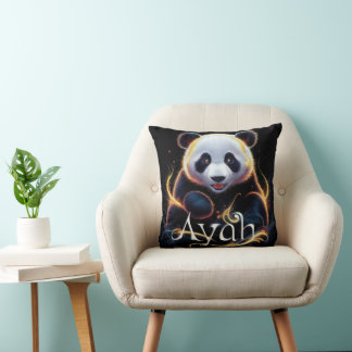"Ayah the Panda - Cute Panda Design Pillow" Throw Pillow
