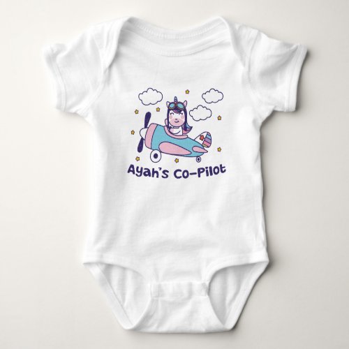 Ayahs Co_Pilot _ Unicorn Airplane Baby Bodysuit