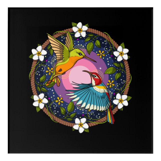 Ayahuasca Hummingbirds Acrylic Print (Front)