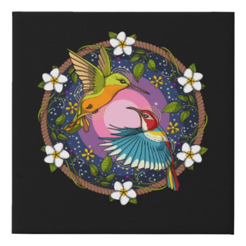 Ayahuasca Hummingbirds Faux Canvas Print