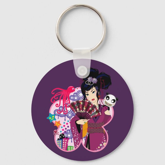 Ayaka in Harajuku Town Keychain (Front)