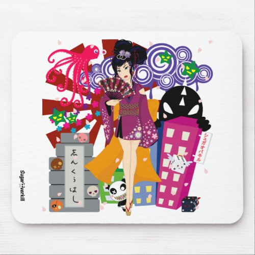 Ayaka in Harajuku Town Mouse Pad