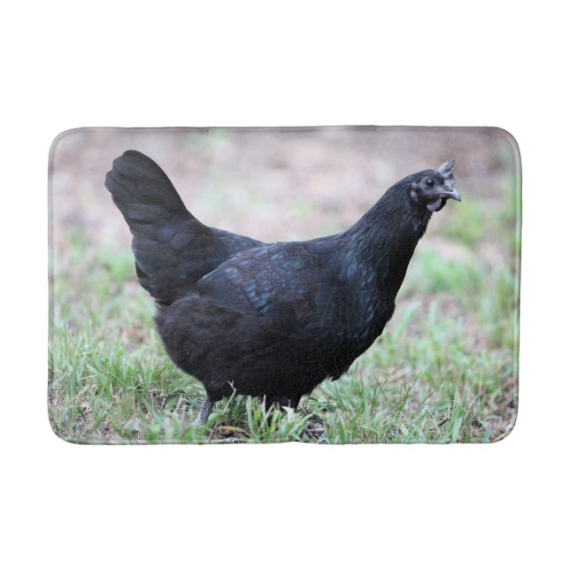 Ayam Cemani Pullet Young Hen Symmetrical Bath Mat (Front)