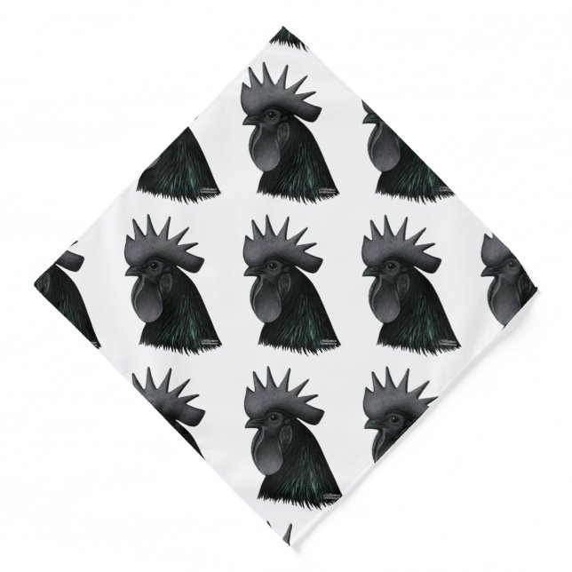 Ayam Cemani Rooster Head Bandana (Front)